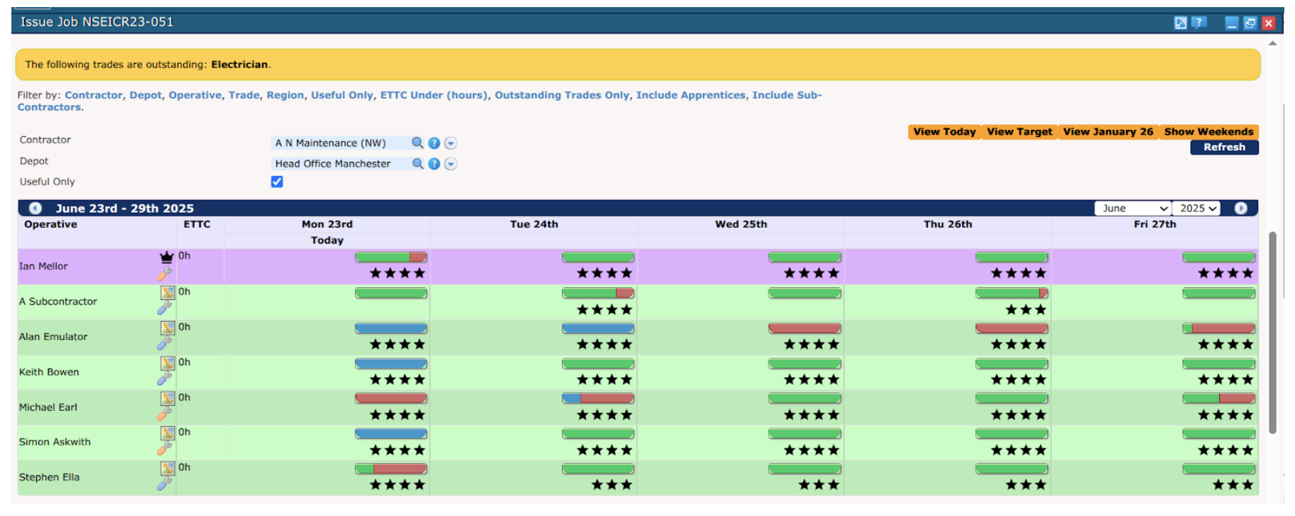 An issuing jobs screen