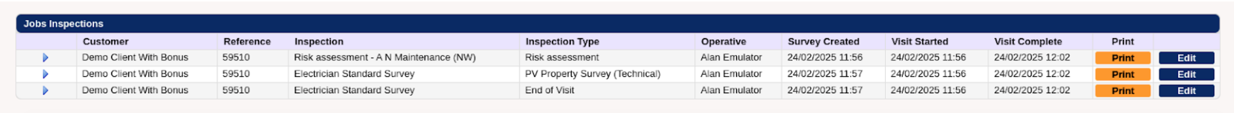 Survey screenshot