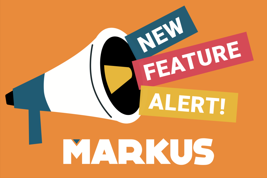 An orange graphic showing a loud speaker with the words NEW FEATURE ALERT! coming out of it.