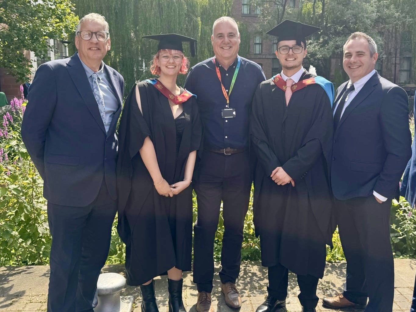 Ian, Madi, Andrew (MMU Skills Coach), Pat and Mike at the graduation ceremony